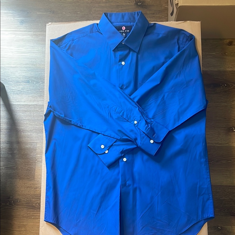 Blue Casual Button Down Shirt with Classic Collar